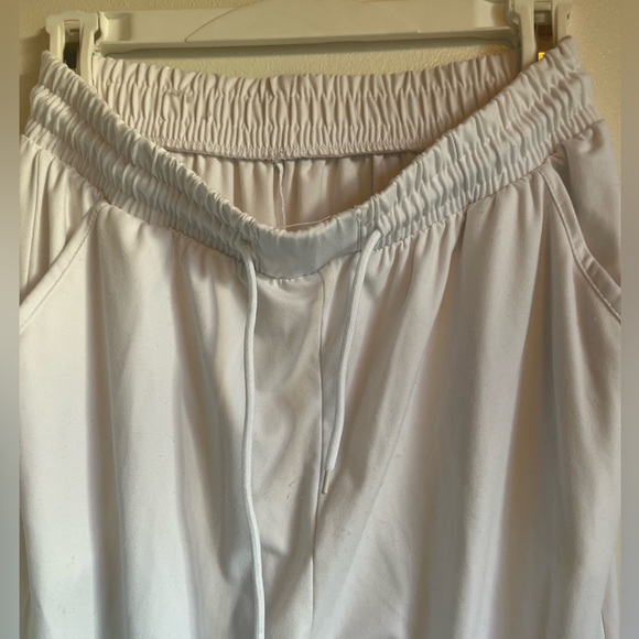 White, M, jogger, Never Worn, elastic waist band w/ strings to tie, fitted ankle - Picture 2 of 7